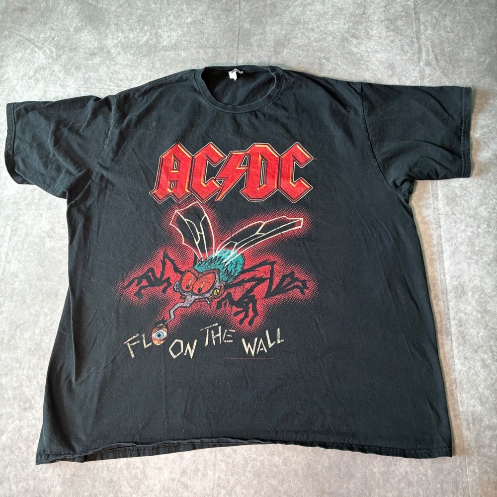 ACDC Fly on the Wall Graphic T-Shirt Mens 2XL Black Port & Company Rock Tee